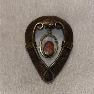 Handmade Copper Wire-wrapped Pendant with Stone Embellishment